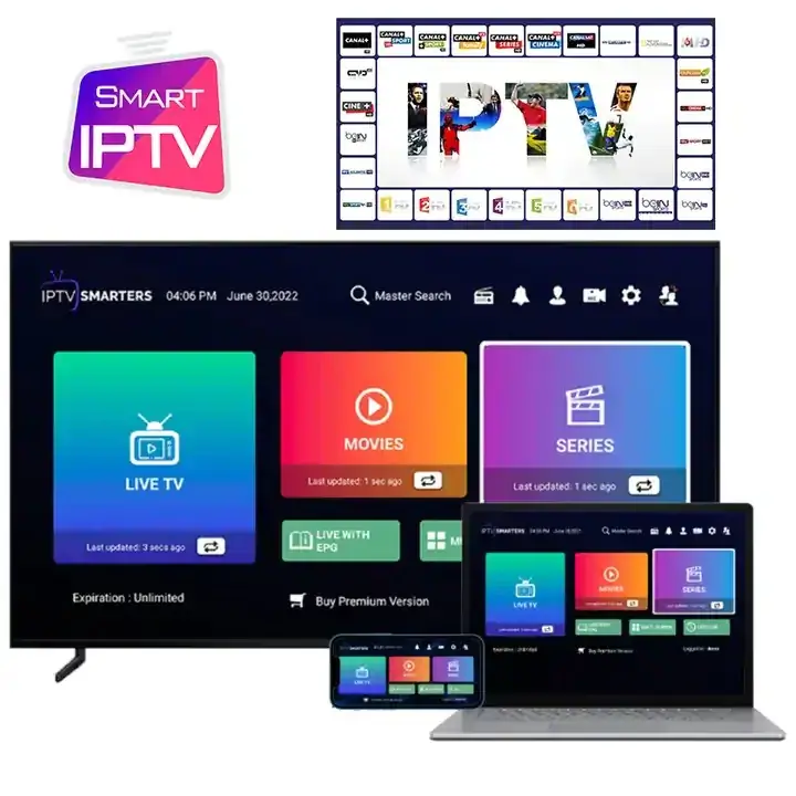 M3U playlist loaded in IPTV apps on several screens