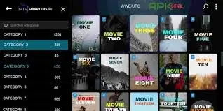 Grid of series and films in an IPTV app library